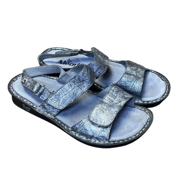 Alegria VER-565 Verona Sandals Women 36 6-6.5 Metallic Silver Disco Desert - Picture 1 of 12